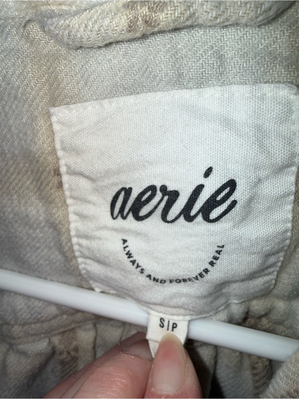aerie Women’s Anytime Fave Flannel Button Down in Muslin, Size S - Picture 3 of 3